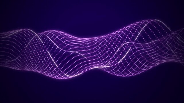 Purple glowing particles wave in a seamless loop across the screen