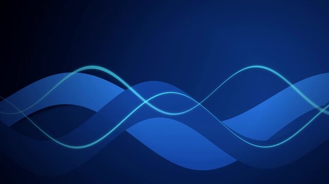 Stylized blue ribbon waves flow in a seamless loop