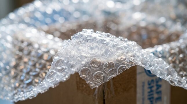 Protective Bubble Wrap Packaging Around Fragile Product