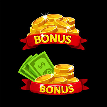 Casino Bonus Reward Icons with Coins and Cash Vector Collection
