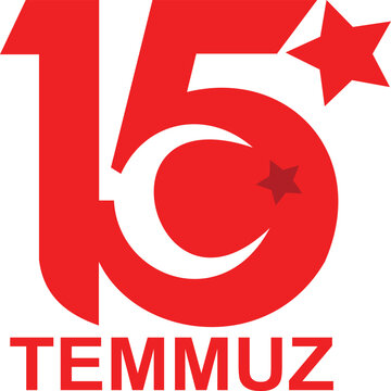 15 Temmuz Demokrasi ve Milli Birlik Gunu Typography Logo Vector Design with Crescent and Star