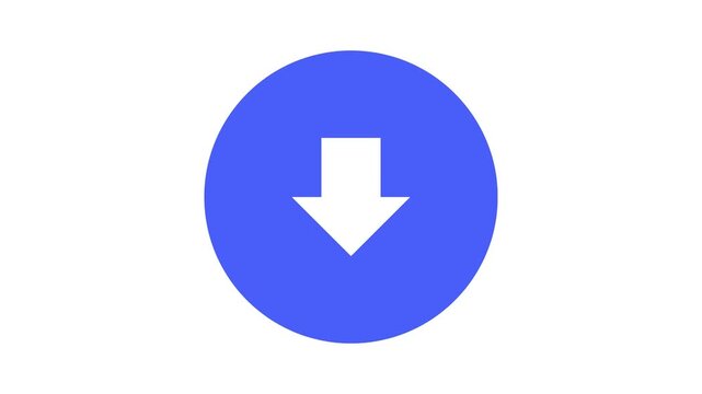Simple graphic icon white downward arrow in a blue circle, symbolizing download, content access, or expansion in user interfaces