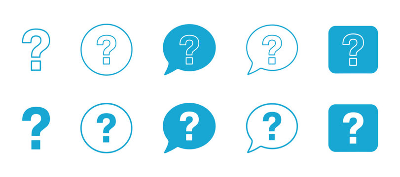 Question mark icons in circular and speech bubble shapes turquoise tone