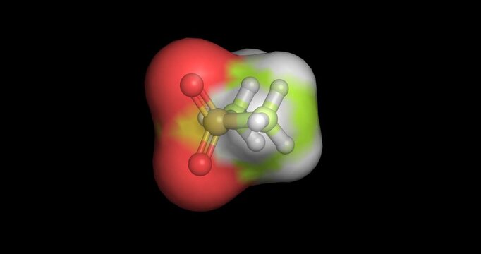 Methylsulfonylmethane, organic sulfur compound for joint health and inflammation, 3D molecule spinning, 4K