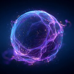 Naklejka premium Colorful glowing sphere with light trails in a dark background showing energy and movement