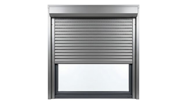 Metal roller shutter door on a window