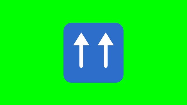 Two Way Up Arrow Sign Icon Animation on Green Screen | Mandatory Direction Symbol
