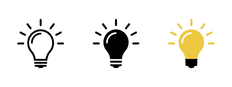 Lightbulb Icons In Three Variations Flat Vector Illustration bulb