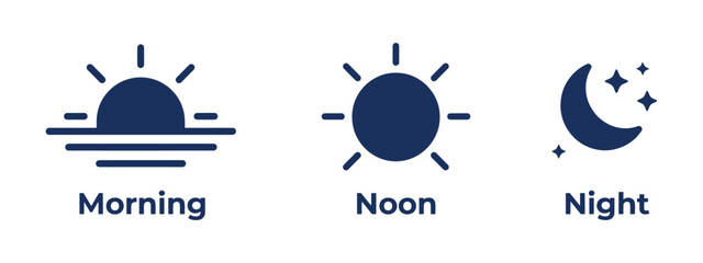 Sun moon stars pictograms flat two tone icons representing time of day © MOHAMMAD