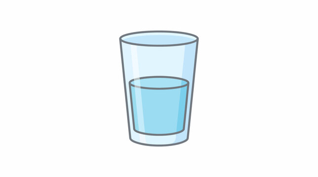 Vector illustration of a half full glass of clear blue drinking water