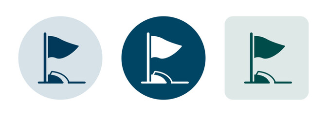 Football corner flag icon representing soccer field match equipment © Alla Studio