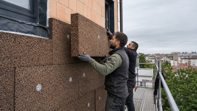 Installing Cork Panels on an Apartment Facade