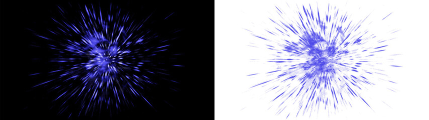 Obraz premium Blue abstract hyperdrive warp speed light rays energy burst overlay PNG , isolated on transparent background