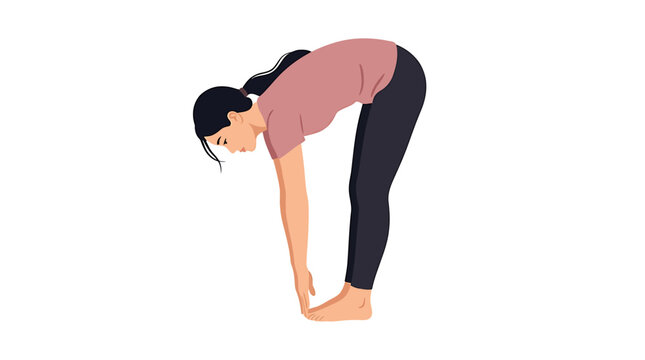 Asian Woman Doing Standing Hamstring Toe Stretch