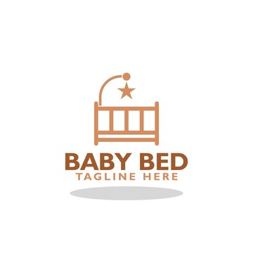 Baby bed logo icon with shadow