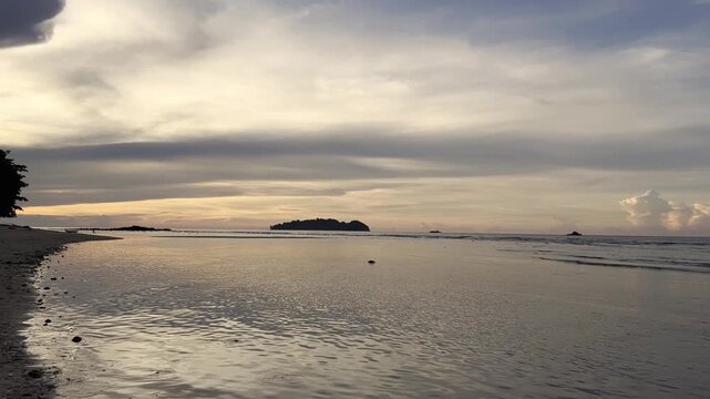 Scenic Sunset Over Tropical Ocean Coast