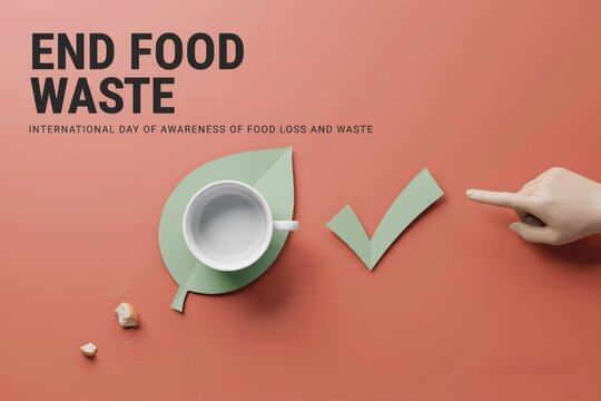 A graphic poster for International Day of Awareness of Food Loss and Waste featuring a green bowl with utensils urging an end to food waste.
