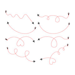 Red dotted flight paths on transparent background PNG © Plabon