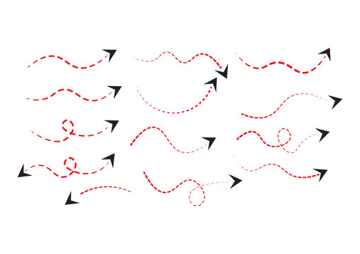 Red dotted lines and arrows on a transparent background