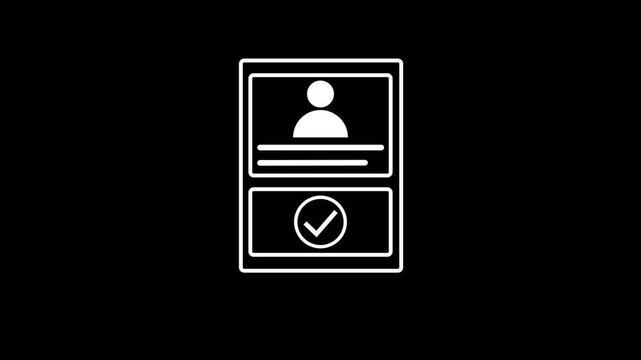 Parsons verify kyc concept icon animation. Identification cards, ID Card icon animation. profile verify account icon animation.