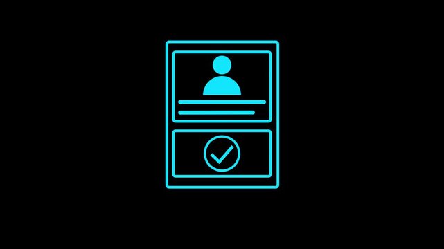 Parsons verify kyc concept icon animation. Identification cards, ID Card icon animation. profile verify account icon animation.
