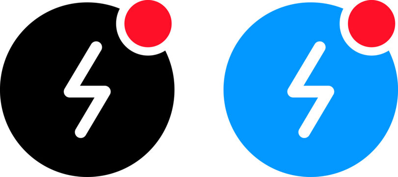 Lightning bolt notification icons. Social media alert symbols with red badge markers.