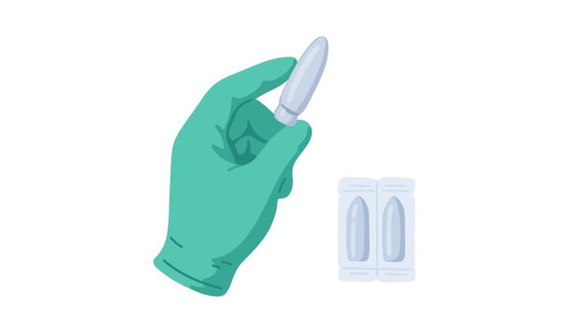 animationmedical glove with rectal suppositories for hemorrhoid treatment