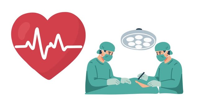 Animation of heart surgery in modern medical clinic