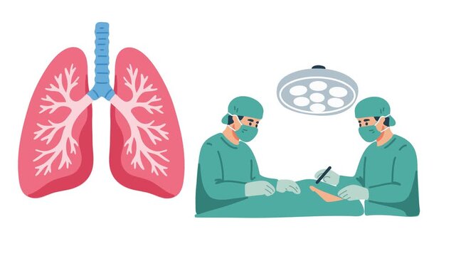 Animation of lung disease treatment under medical supervision