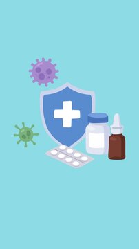Animation of immune shield protecting the body from viral infections