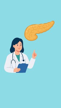 Animation of doctor explaining pancreas anatomy