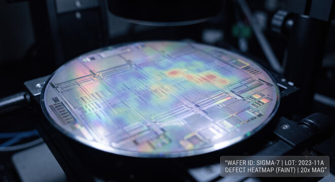 Semiconductor wafer AOI; defect detection via machine vision, brightfield/darkfield, sub-micron metrology.