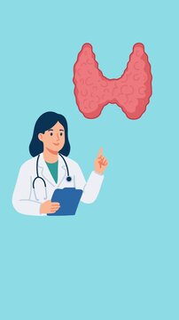 Animation of endocrinologist examining thyroid gland