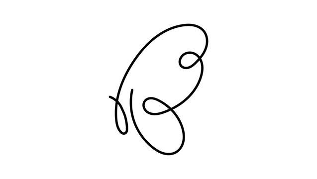 one line butterfly, black isolated vector silhouette