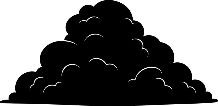 Large fluffy cumulus cloud silhouette floats against a clean white backdrop