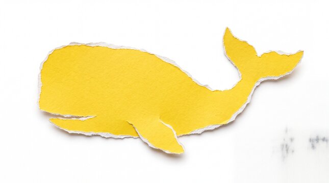 Yellow whale shape made of torn paper