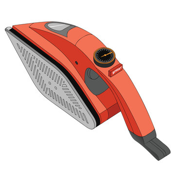 Adobe Illustrator Artwork A stylized 2D vector illustration of a modern electric steam iron.