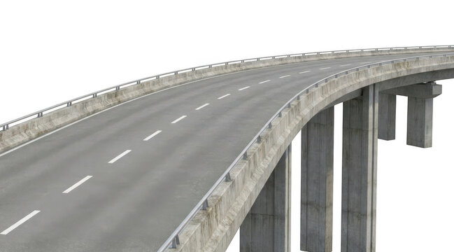 Concrete highway bridge isolated on transparent background