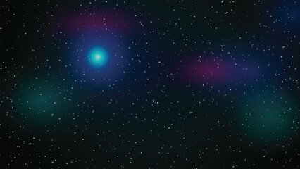 Deep space star field background with glowing blue nebula universe astronomy © Unique image 