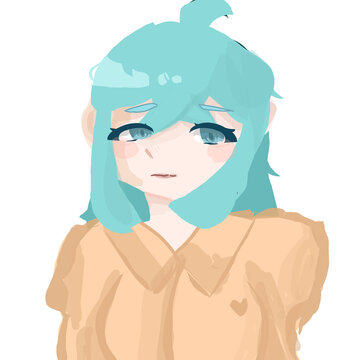 Girl with blue hair
