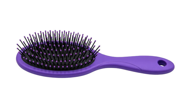 Purple hair brush isolated on transparent background