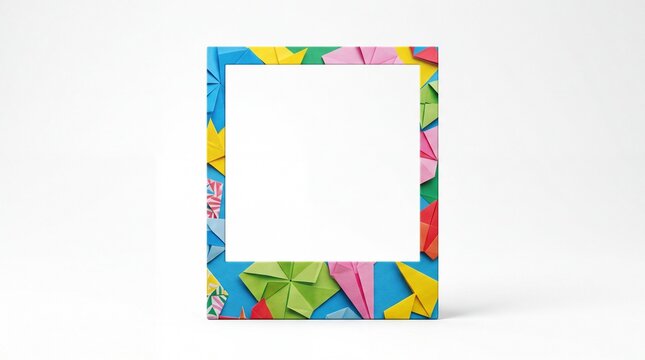 Colorful origami paper frame for photos