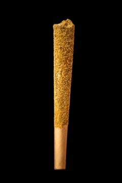 Infused cannabis pre roll joint covered in kief