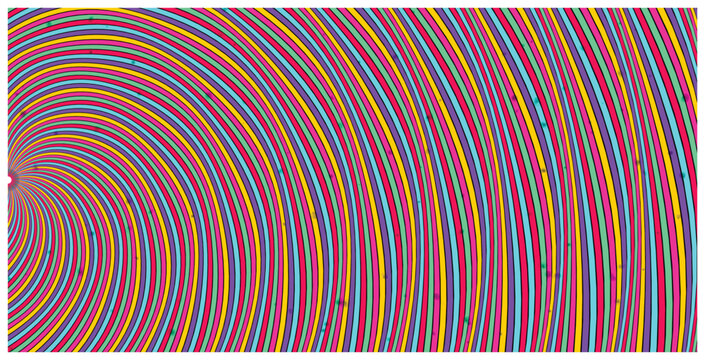 Abstract background with radial curved lines in a multicolor arrangement.