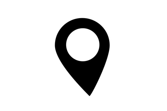 Solid Location Pin Icon Symbol Isolated on Transparent Background