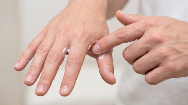 Applying Permethrin Cream for Scabies Treatment Close Up Medical Concept