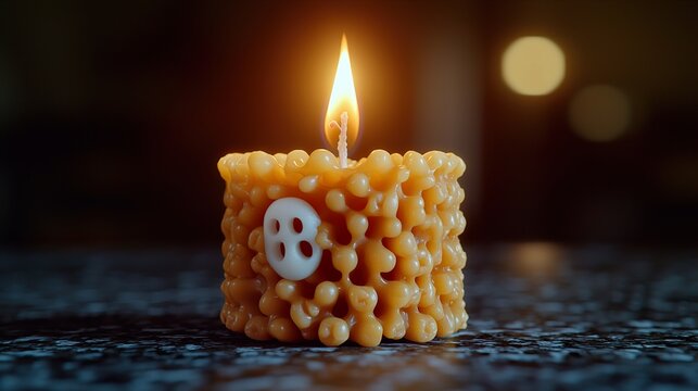 Halloween Candle with Ghost Shapes and Glowing Flame for Spooky Decor