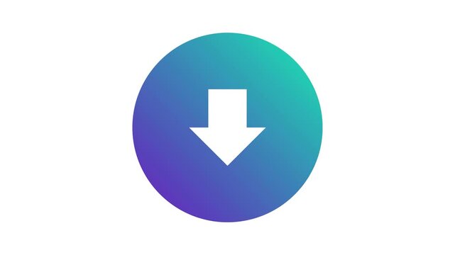 Digital download button icon with a clear downward arrow symbol inside a vibrant gradient circle, representing modern online data retrieval and content acquisition for various applications