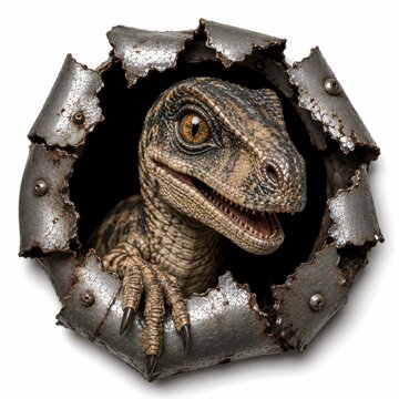 Bronze lizard sculpture on antique shield. Metal reptile statue with detailed scales and patina texture for decor.
