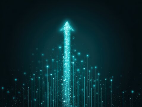 glowing upward arrow with particles